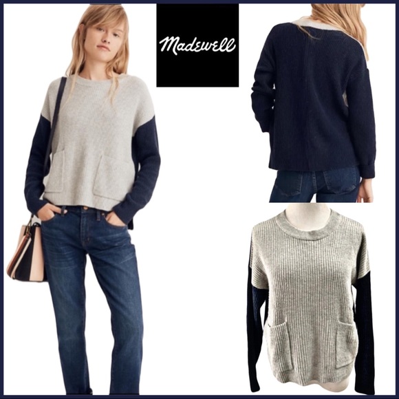 NWT MADEWELL PATCH POCKET COLOR BLOCK SWEATER - Picture 13 of 14